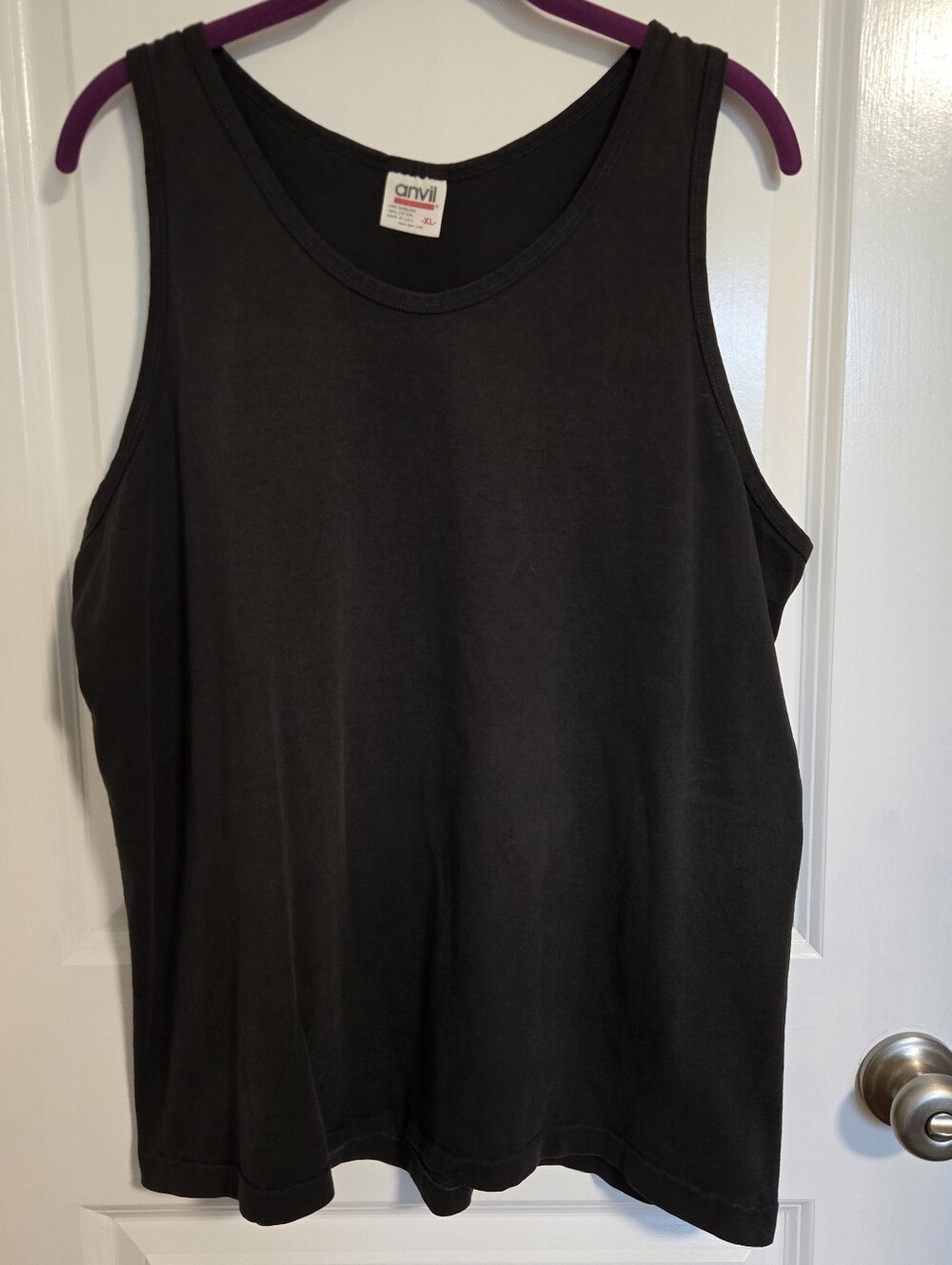 Anvil Perfectly worn faded black tank top XL